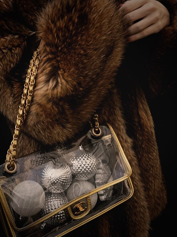 CHANEL NAKED VINYL LARGE SHOULDER BAG GOLD LEATHER