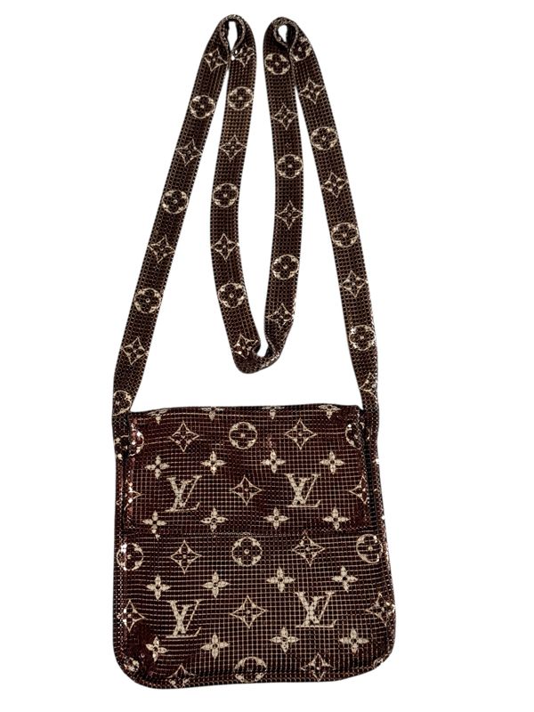 LOUIS VUITTON RARE LV LOGO PRINT METAL MESH FLAP CROSSBODY BAG