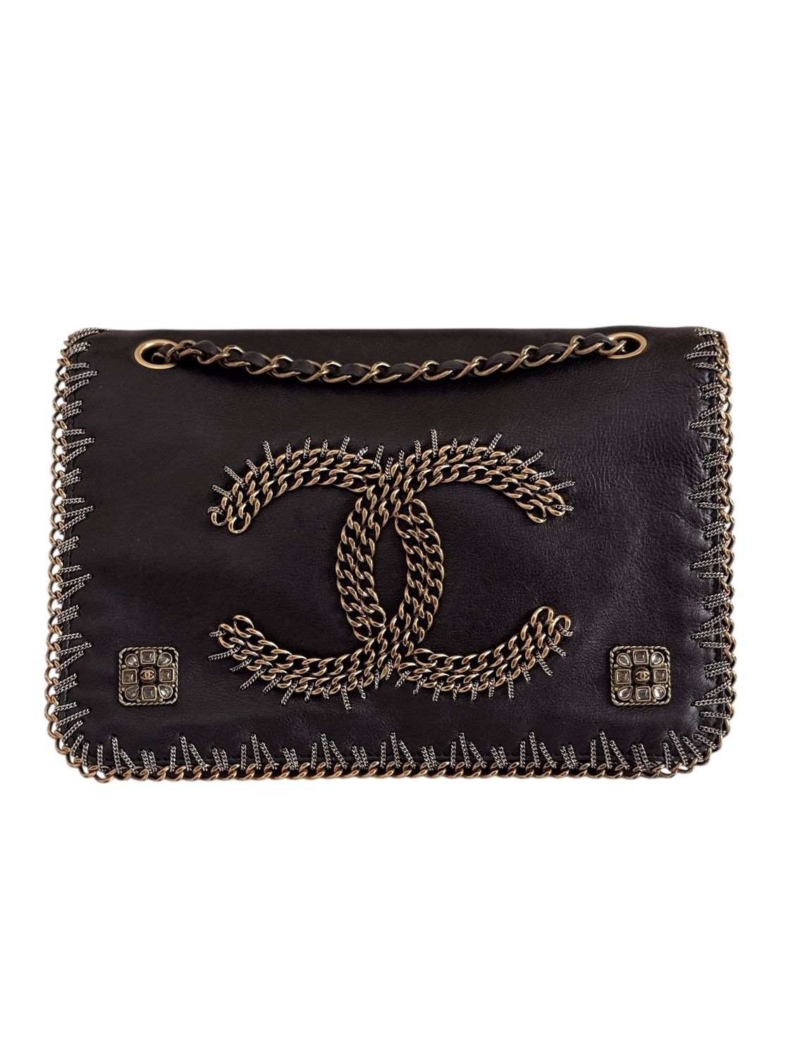 CHANEL CC CHAIN &amp; GRIPOIX FLAP SHOULDER BAG