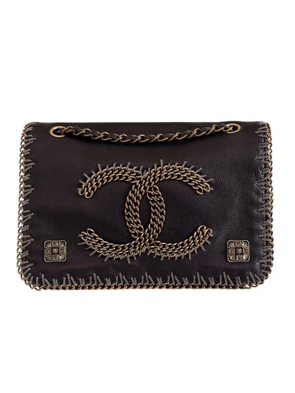 CHANEL CC CHAIN &amp; GRIPOIX FLAP SHOULDER BAG