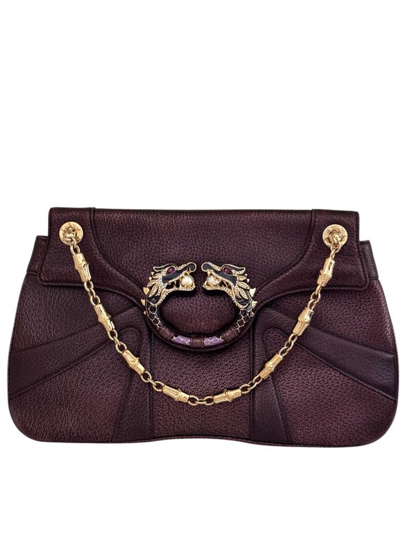 GUCCI VINTAGE LEATHER DRAGON SHOULDER BAG TOM FORD ERA