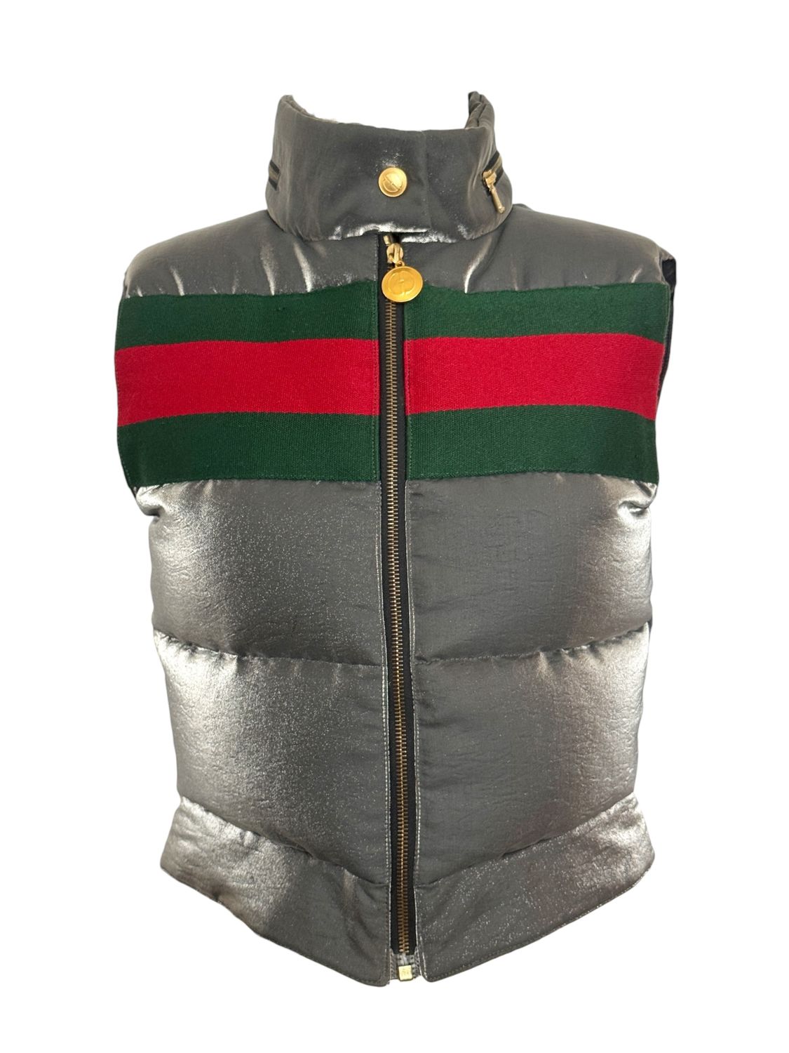 GUCCI VINTAGE WEBBING STRIPE PUFFER VEST APRES SKI