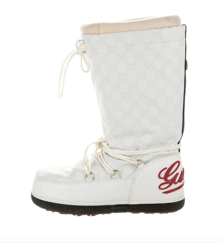 GUCCI LOGO LETTER GG MONOGRAM WEBBING SNOW APRES SKI MOON BOOTS