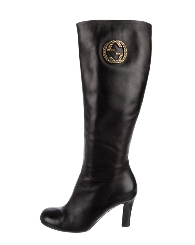 GUCCI GG BLACK LEATHER TALL RIDING BOOTS IT 39 / US 8.5 - 9