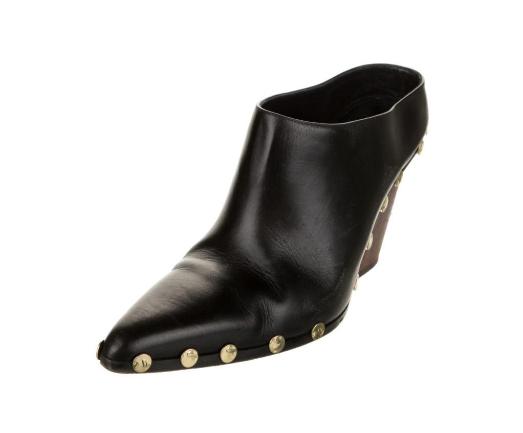 CELINE PARIS RODEO STUDDED BLACK LEATHER BOOTS 39 / 8.5 - 9