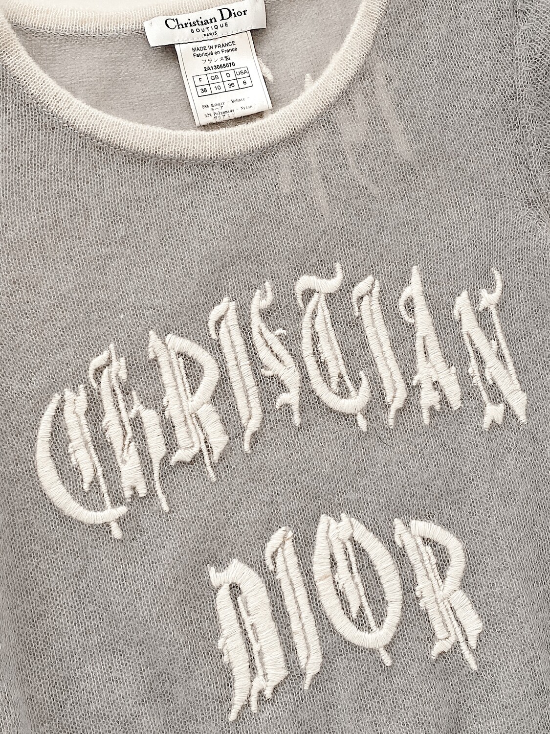CHRISTIAN DIOR RARE VINTAGE GOTHIC MOHAIR KNIT TOP JOHN GALLIANO ERA FR 38