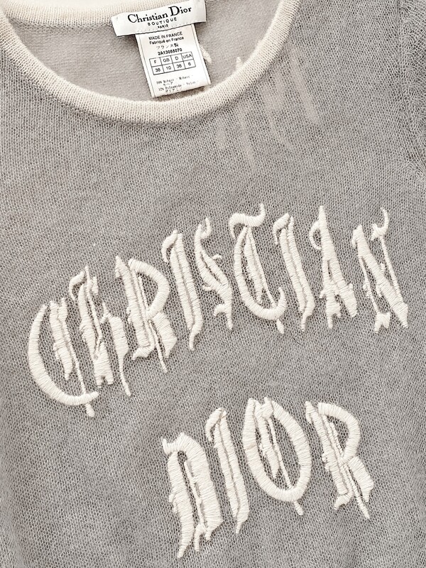 CHRISTIAN DIOR RARE VINTAGE GOTHIC MOHAIR KNIT TOP JOHN GALLIANO ERA FR 38