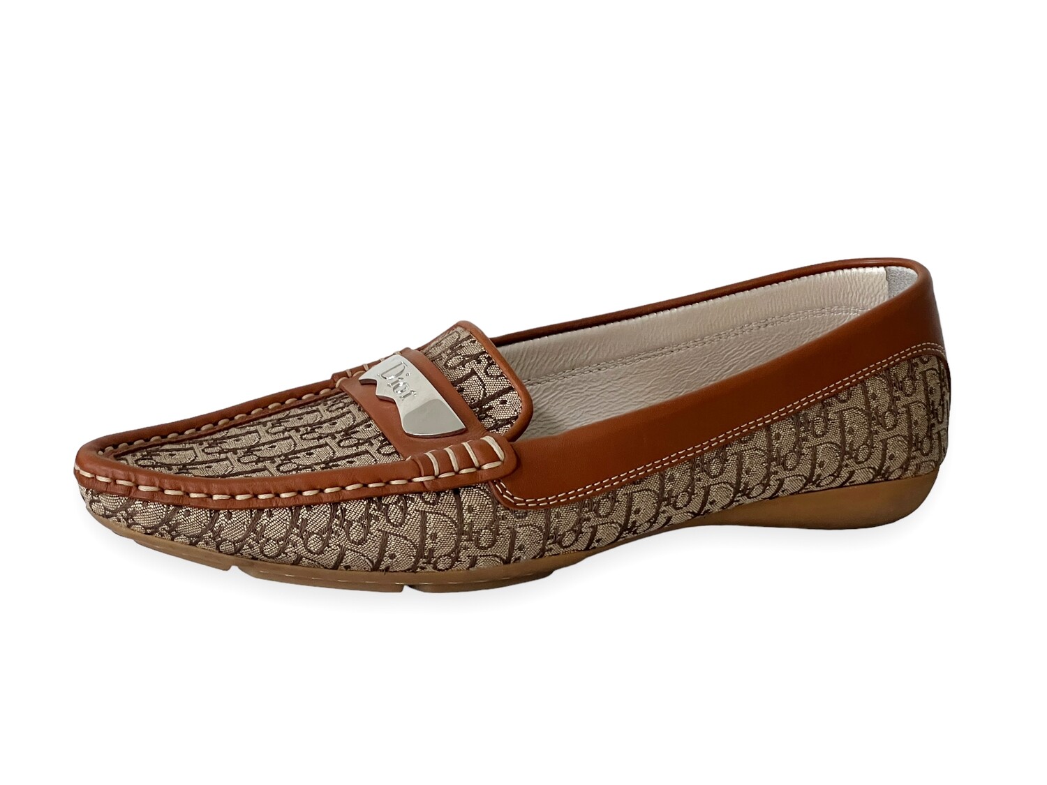 CHRISTIAN DIOR VINTAGE DIORISSIMO TROTTER MONOGRAM LOAFERS FLATS / IT 38