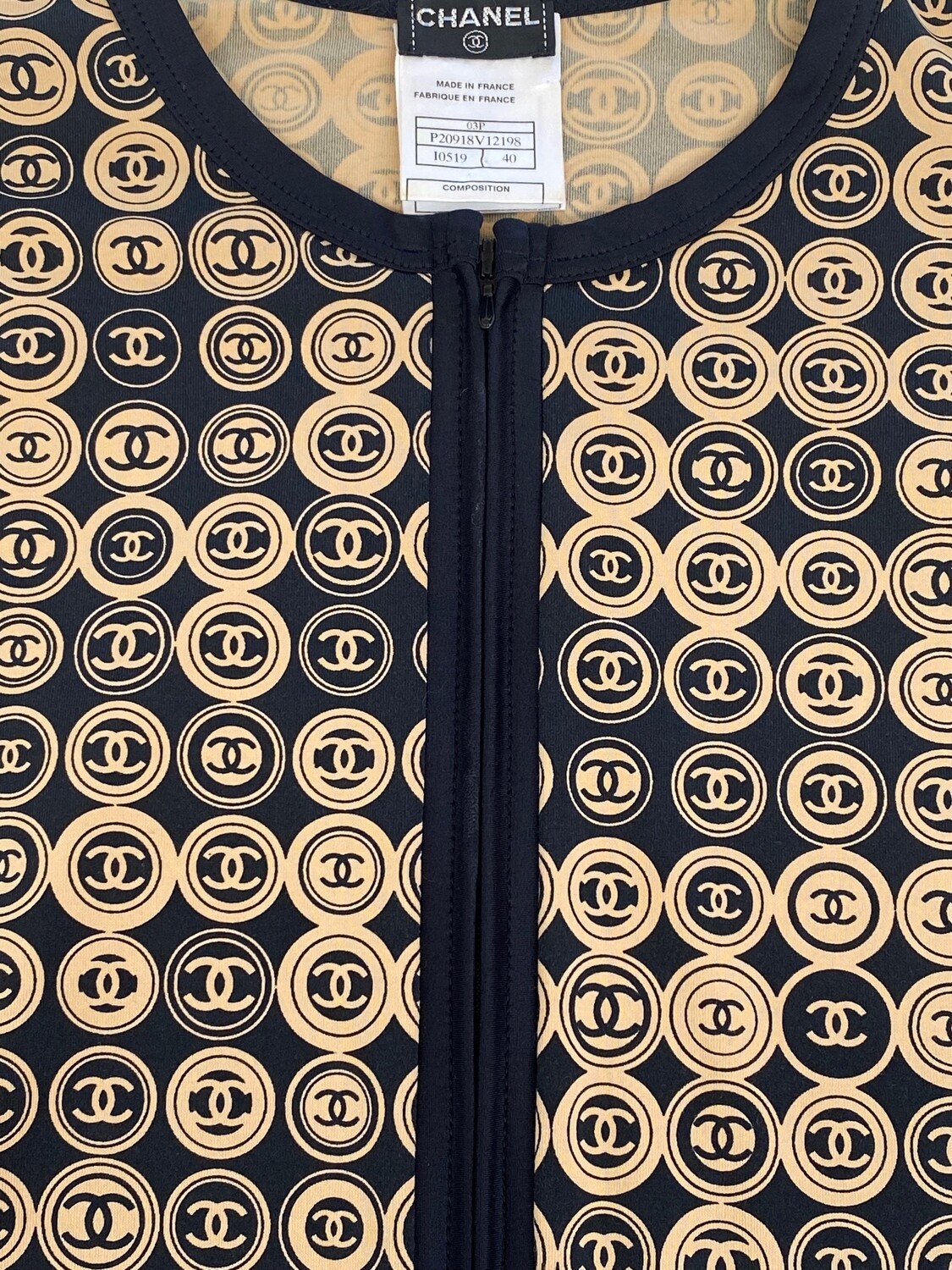 CHANEL CC MEDALLION COIN PRINT TOP JACKET FR 36