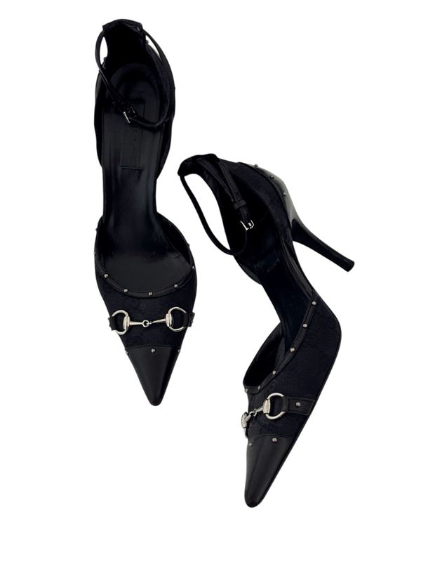 GUCCI GG MONOGRAM WEBBING HORSEBIT HEELS / TOM FORD ERA/ US 7