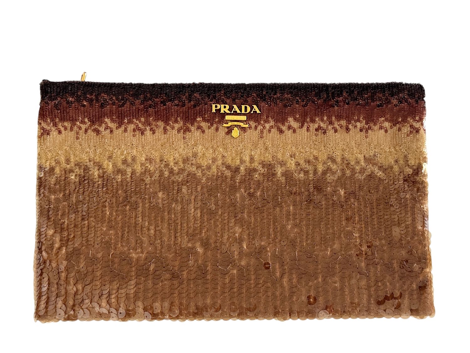 PRADA VINTAGE BROWN OMBRE SEQUIN CLUTCH BAG