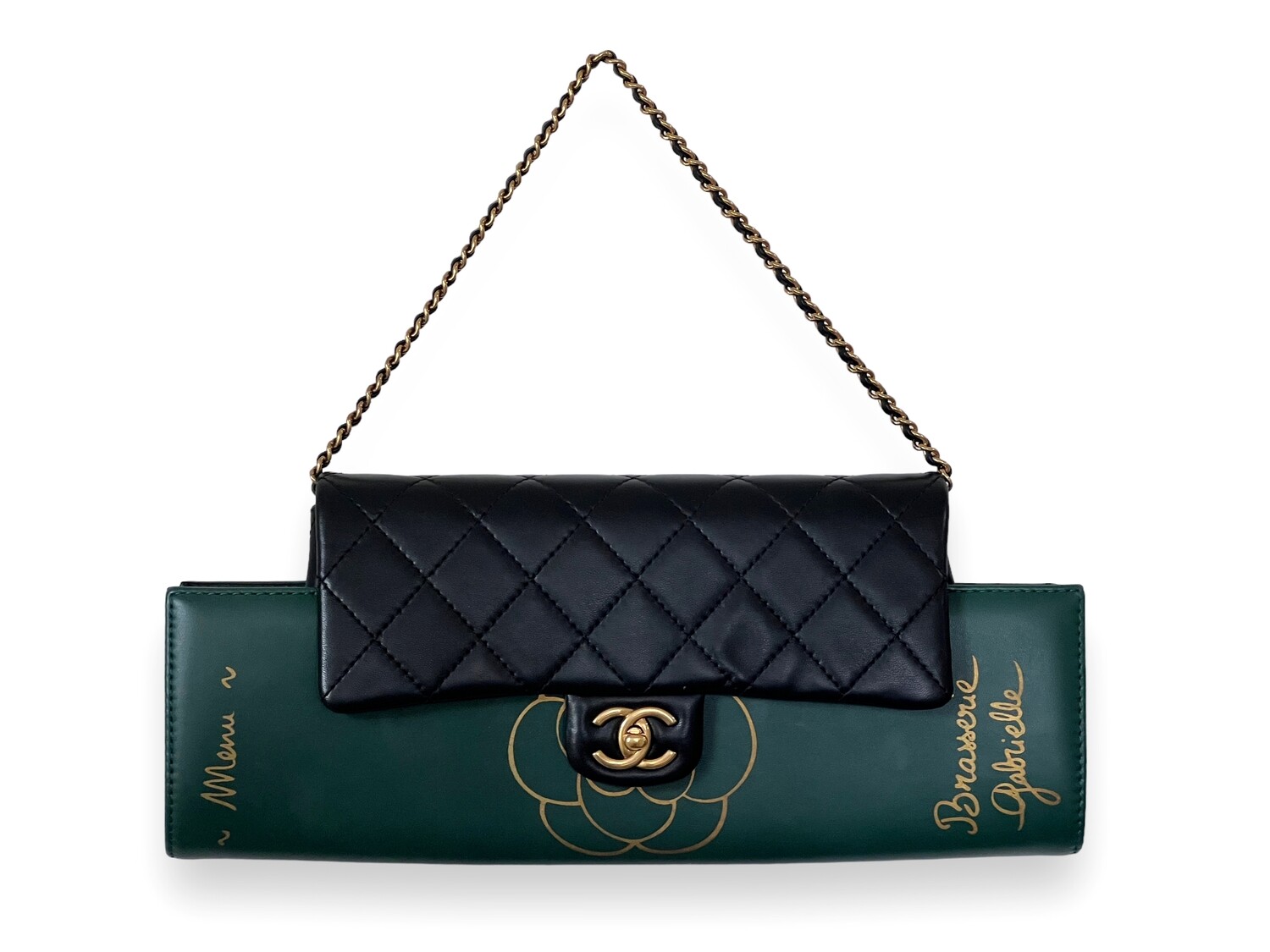 CHANEL VINTAGE BRASSERIE GABRIELLE MENU CLUTCH EVENING BAG CLUTCH