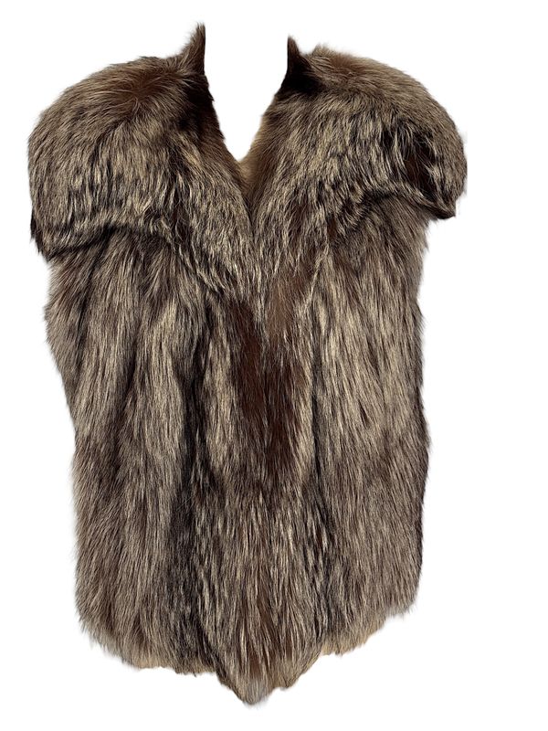 VINTAGE FOX FUR BROWN BLACK VEST