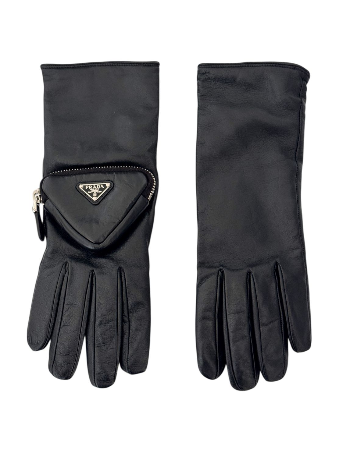 PRADA POUCH BLACK NAPPA LEATHER GLOVES