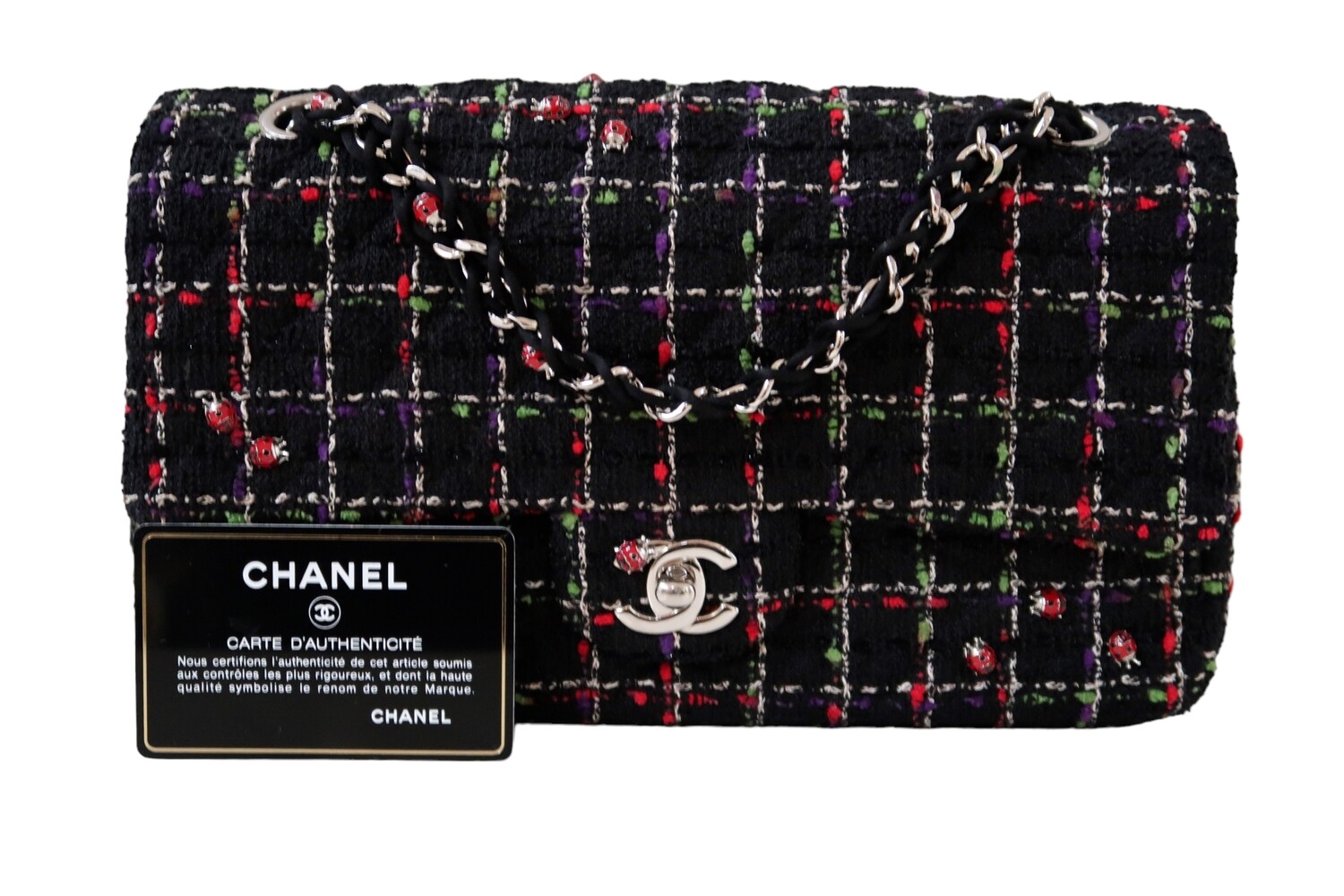 CHANEL TWEED LADYBUG CLASSIC FLAP SHOULDER BAG
