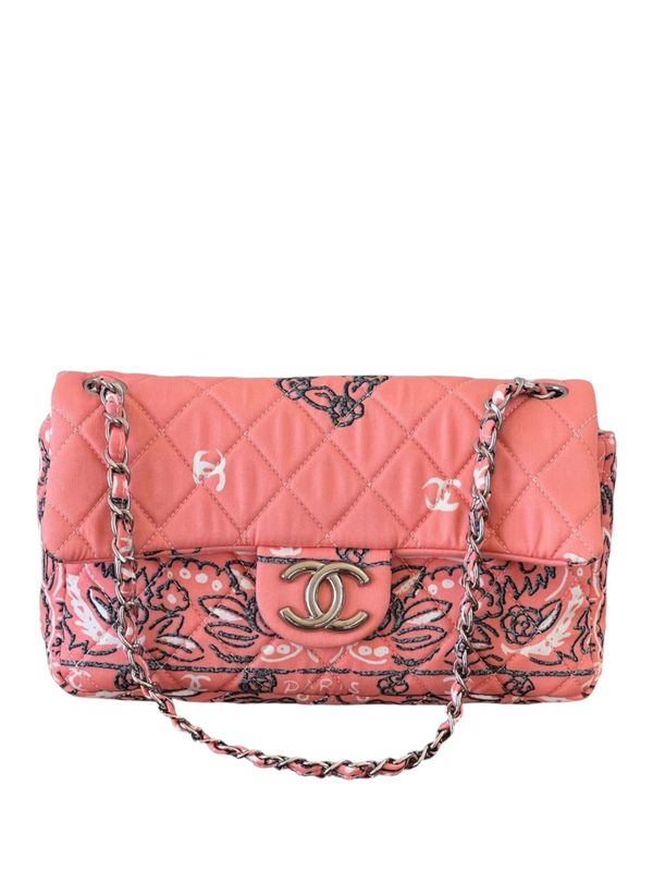 CHANEL PINK CC BANDANA PRINT FLAP PARIS DALLAS COLLECTION