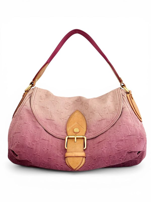 LOUIS VUITTON PINK OMBRE DENIM MONOGRAM SUNRAY HOBO BAG