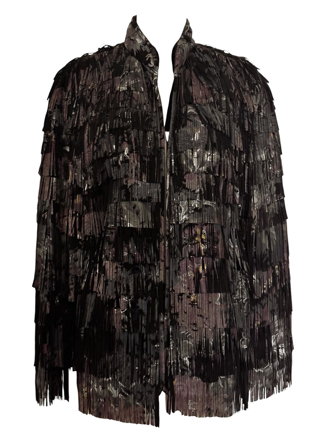 ROBERTO CAVALLI VINTAGE HAND PAINTED SUEDE LEATHER FRINGE WESTERN JACKET