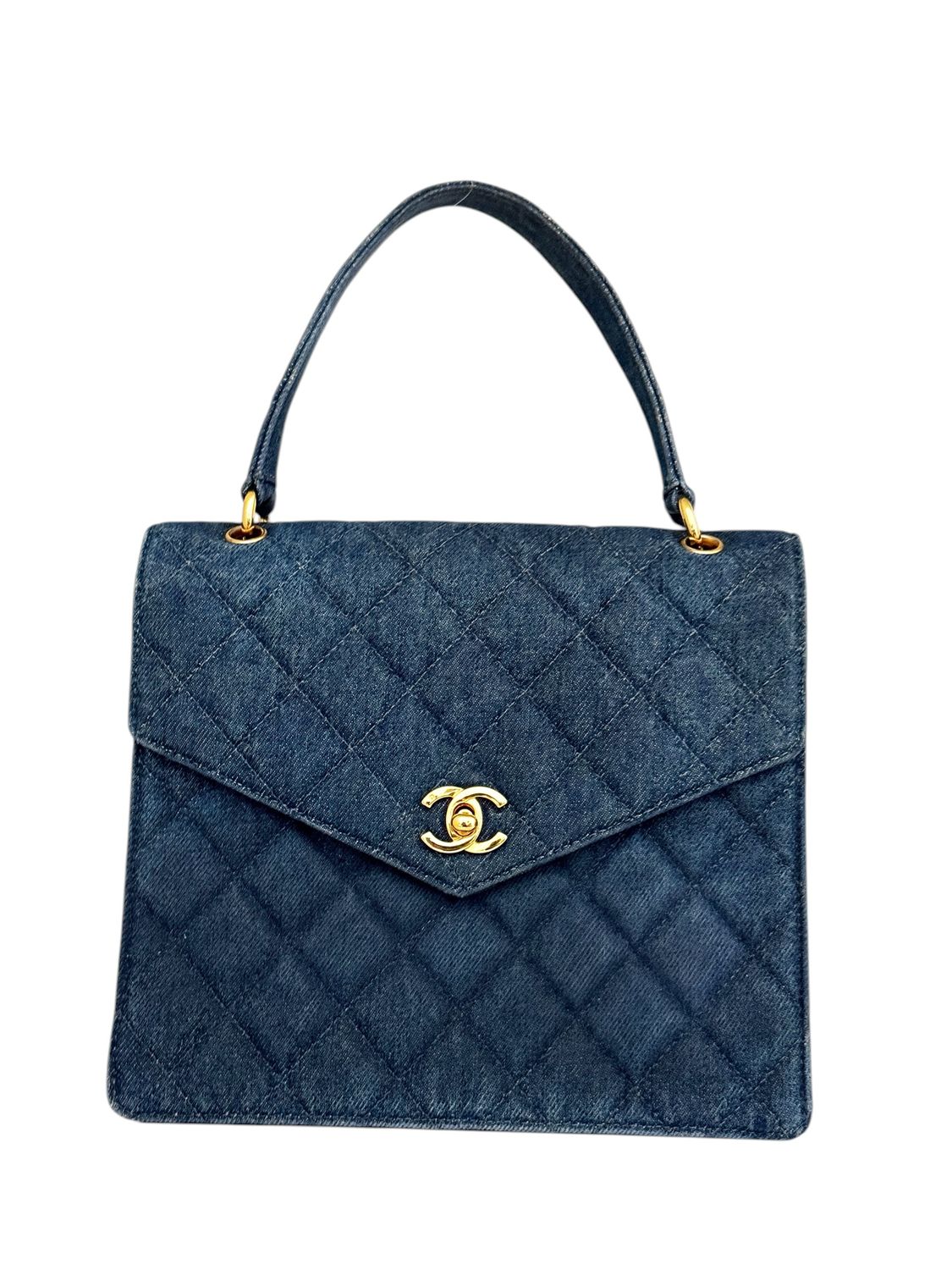 CHANEL VINTAGE DENIM STRIPE MINI KELLY BAG - RARE
