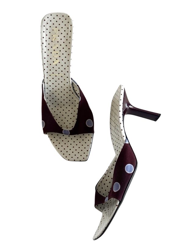 PRADA VINTAGE Y2K PURPLE POLKA DOTS MULES HEELS / IT 39.5