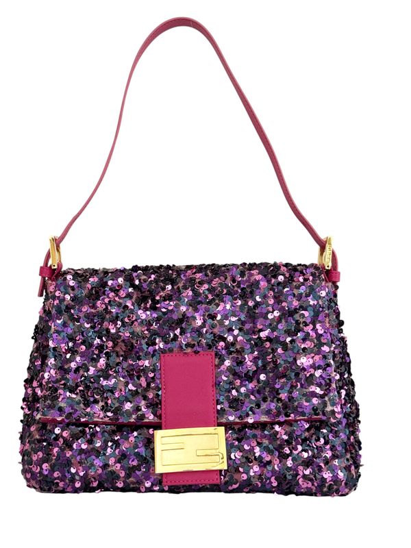 FENDI Y2K SEQUIN MAMMA BAGUETTE SHOULDER BAG