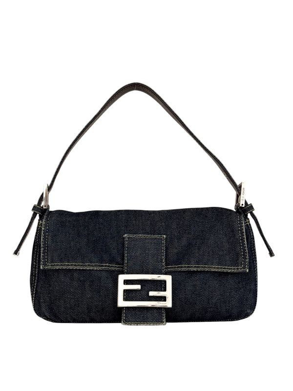 FENDI VINTAGE DENIM BAGUETTE SHOULDER BAG