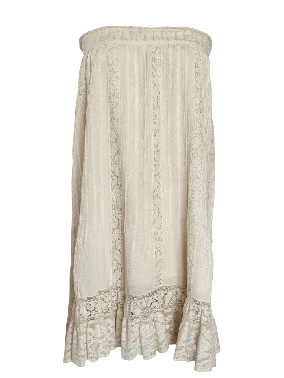CHRISTIAN DIOR MONOGRAM TROTTER LOGO SILK LACE TUNIC SKIRT