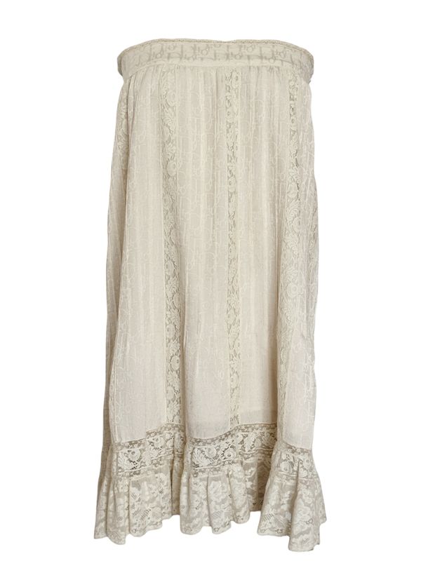 CHRISTIAN DIOR MONOGRAM TROTTER LOGO SILK LACE TUNIC SKIRT
