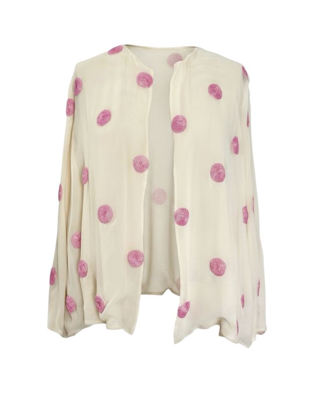 CHRISTIAN DIOR VINTAGE SILK / PINK SEQUIN DOT JACKET