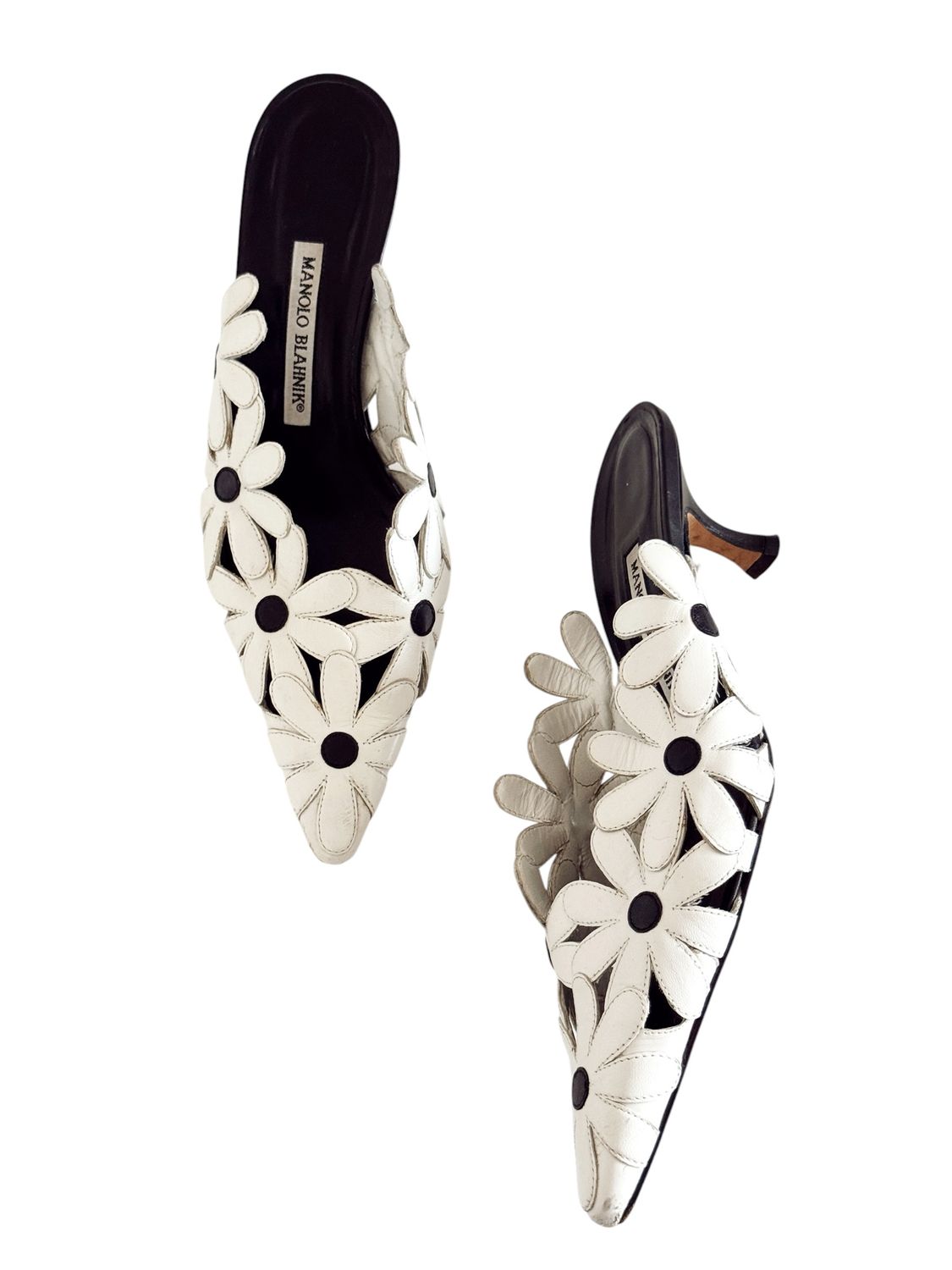 MANOLO BLAHNIK DAISY FLOWER FLORAL HEELS / IT 38.5