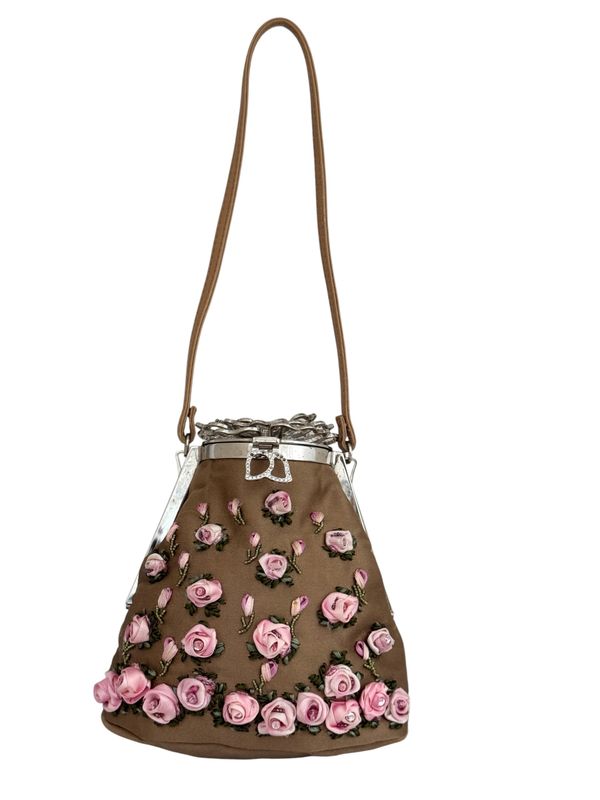 VALENTINO GARAVANI VINTAGE FRAMED ROSEBUD EVENING BAG