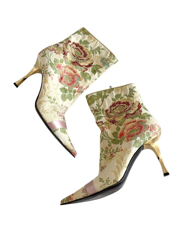 CASADEI FLORAL JACQUARD BOOTS / US 7