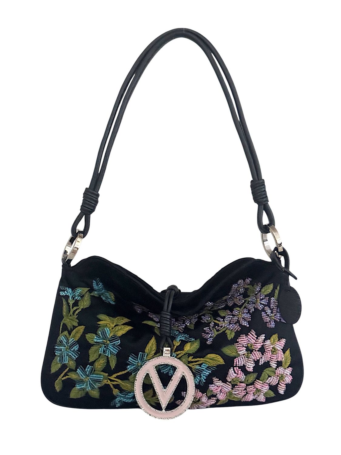 VALENTINO GARAVANI EMBROIDERED FLORAL SHOULDER EVENING BAG