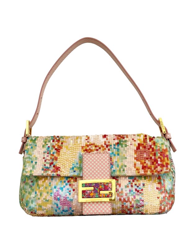 FENDI VINTAGE SP/SU 2013 RAINBOW SEQUIN BAGUETTE SHOULDER BAG