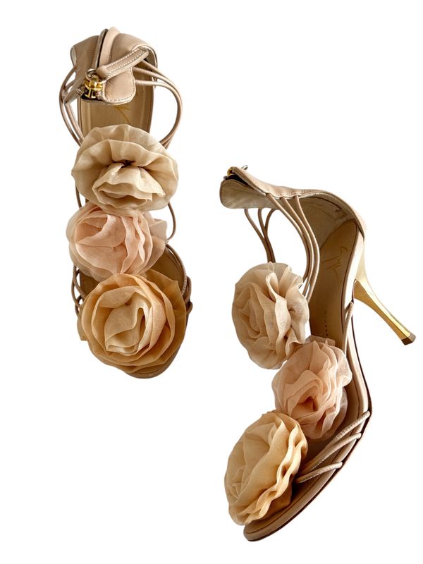GIUSEPPE ZANOTTI OMBRE CHIFFON WITH ROSES FLORAL DETAIL / IT 36