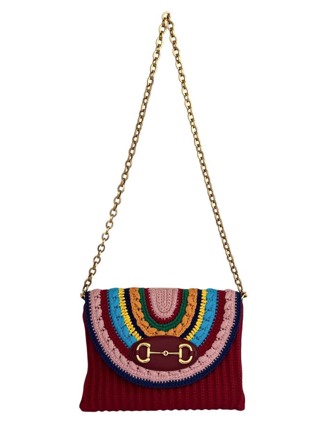 GUCCI RAINBOW CROCHET HORSE-BIT BAG