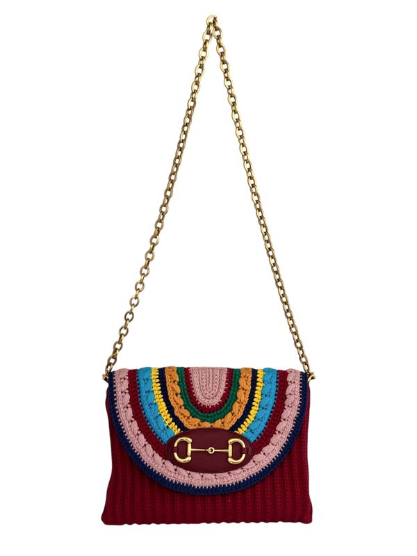 GUCCI RAINBOW CROCHET HORSE-BIT BAG