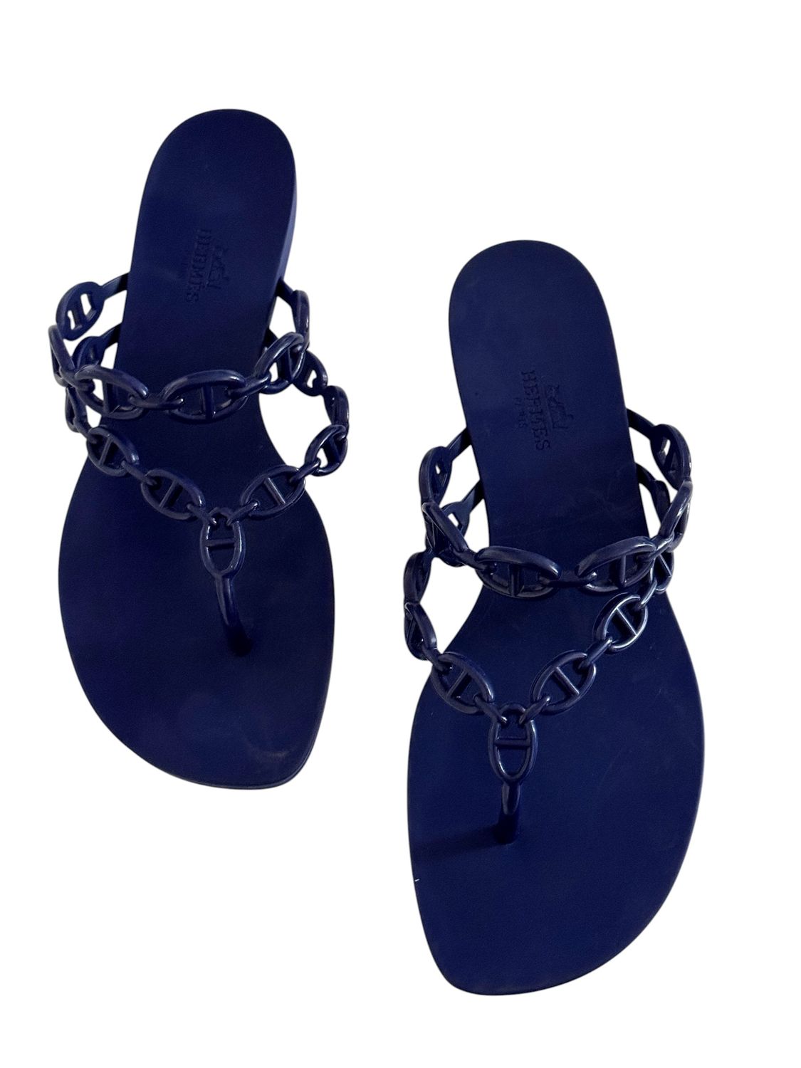 HERMES PARIS CHAINE D'ANCRE RUBBER FLATS SANDALS / IT 39