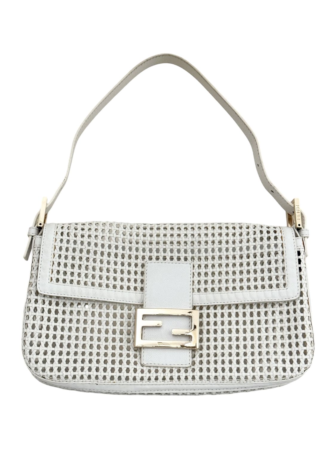 FENDI 2000'S LEATHER MESH BAGUETTE BAG