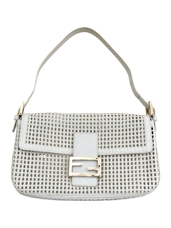 FENDI 2000'S LEATHER MESH BAGUETTE BAG