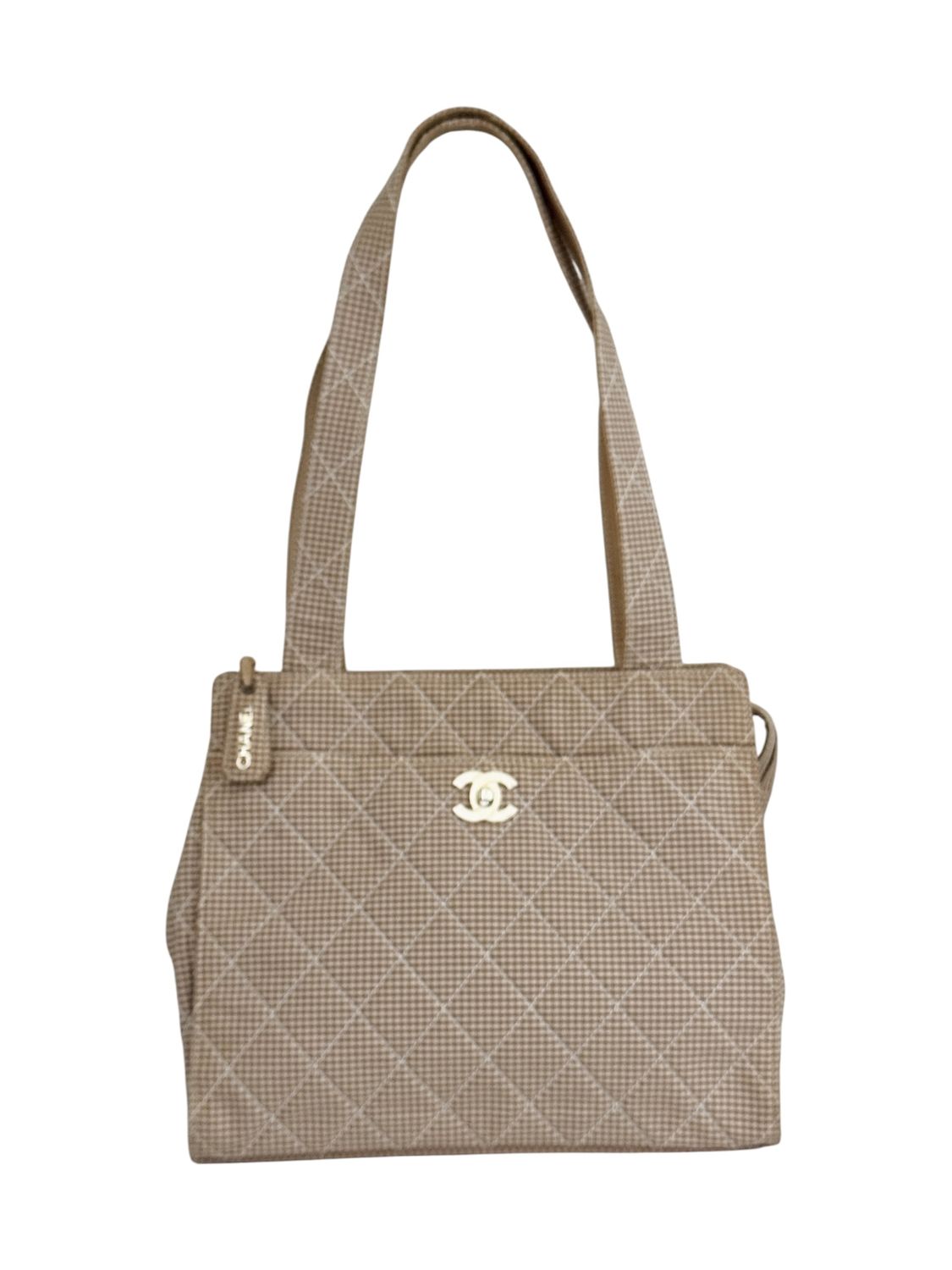 CHANEL GINGHAM PRINT TOTE SHOULDER BAG
