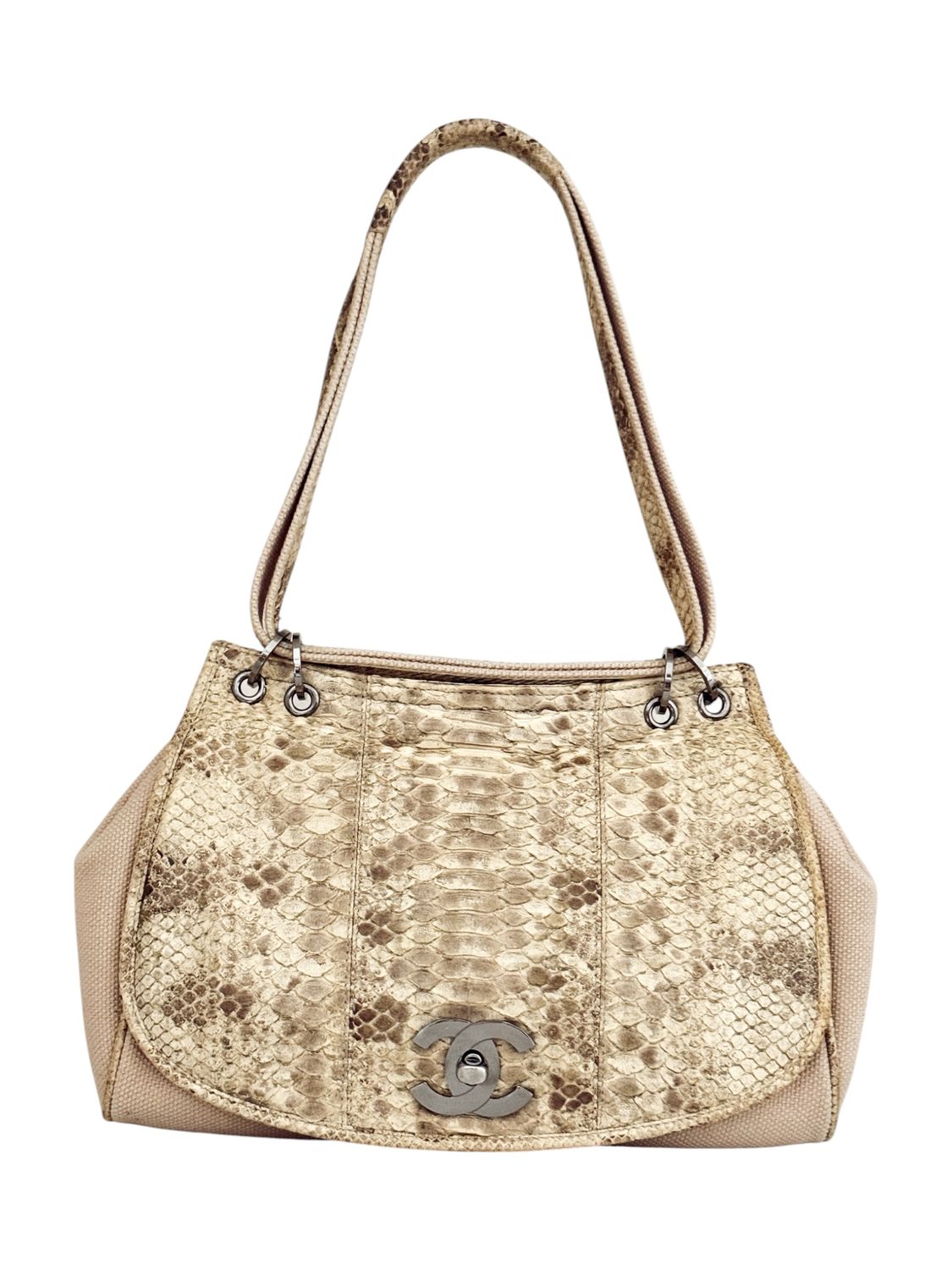 CHANEL VINTAGE PYTHON FLAP SHOULDER BAG