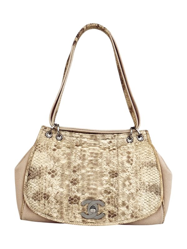 CHANEL VINTAGE PYTHON FLAP SHOULDER BAG