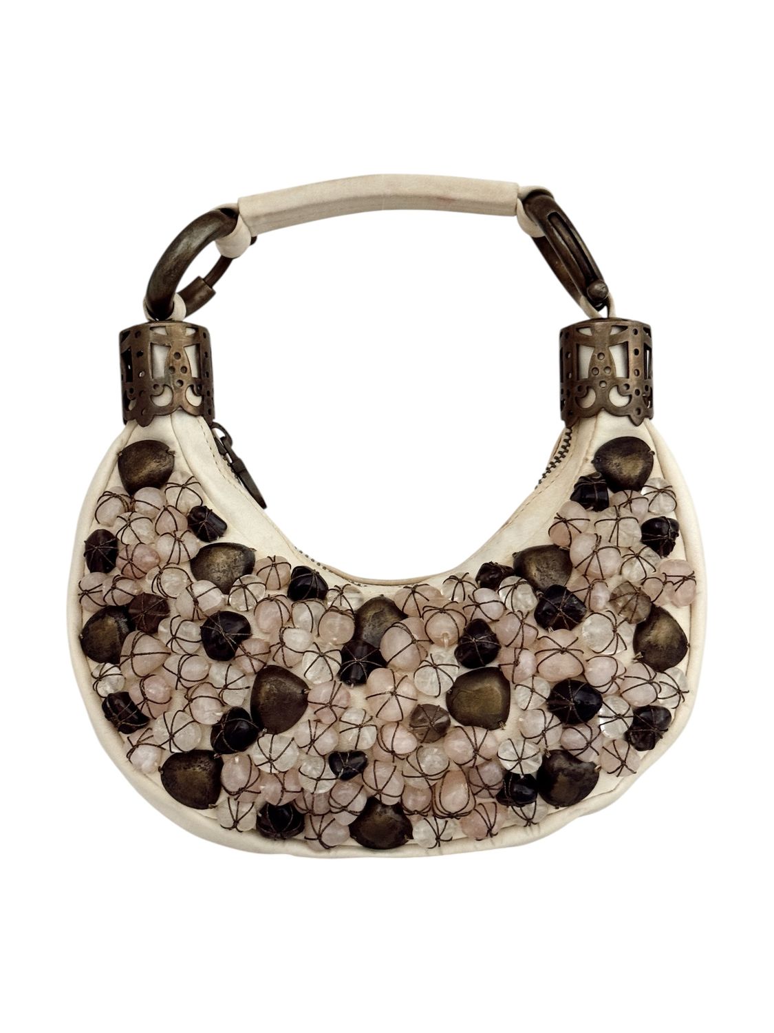 CHLOE VINTAGE PHEOBE PHILO EMBELLISHED STONES QUARTZ HOBO BAG
