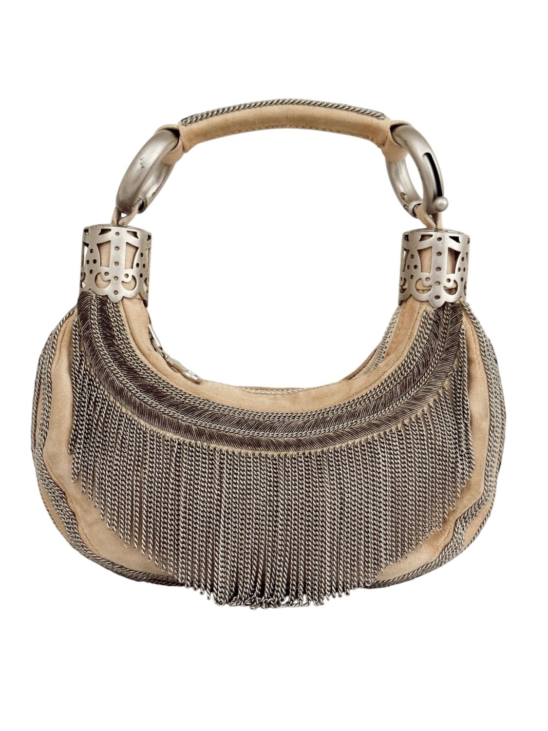 CHLOE VINTAGE PHEOBE PHILO CHAIN FRINGE EMBELLISHED HOBO BAG