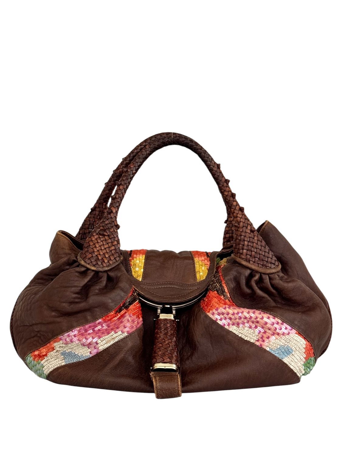 FENDI RARE LIMITED EDITION Y2K SEQUIN LEATHER SPY BAG