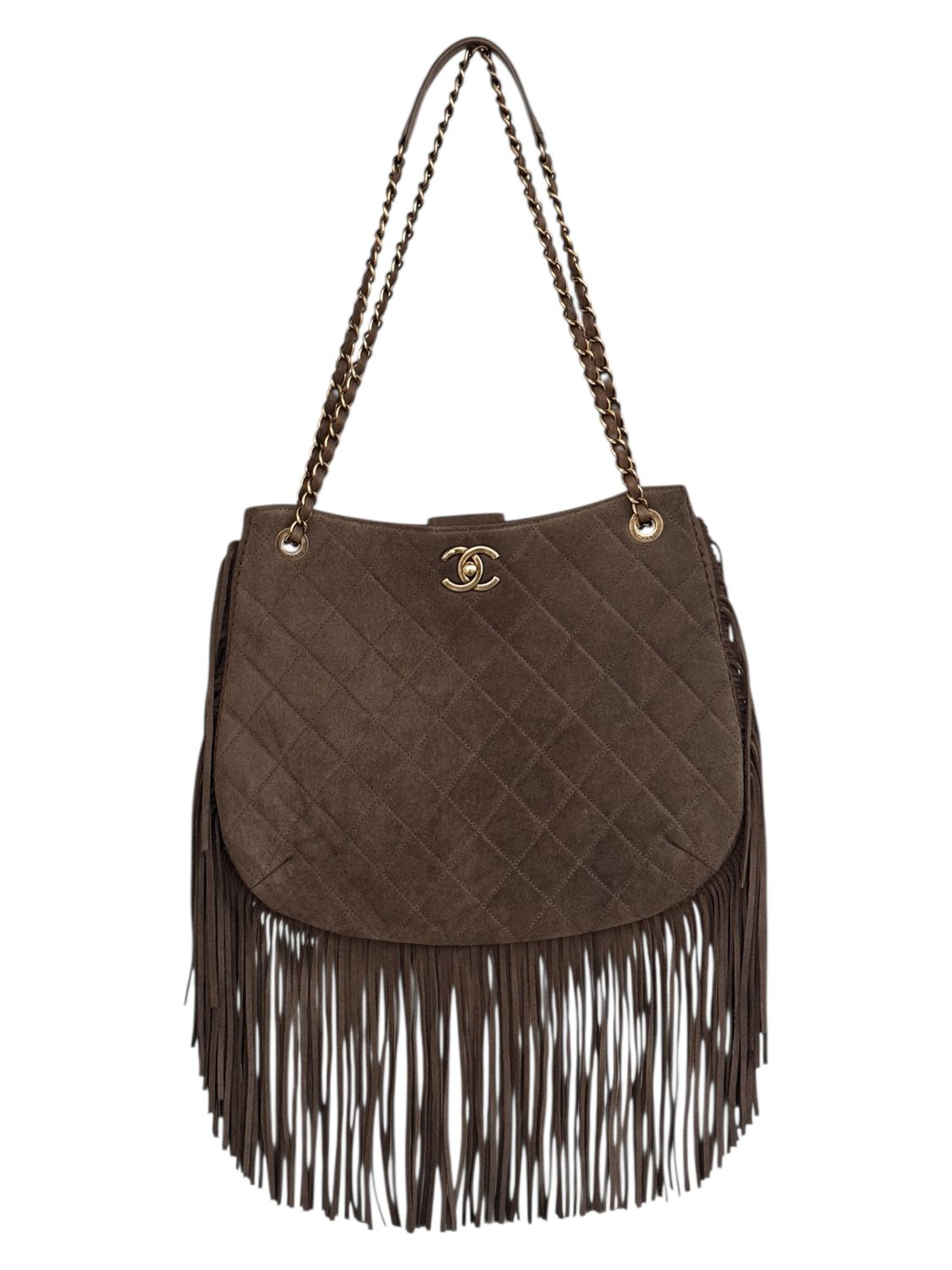 CHANEL 2014 RARE PARIS DALLAS METIER D'ART LEATHER FRINGE BAG HOBO
