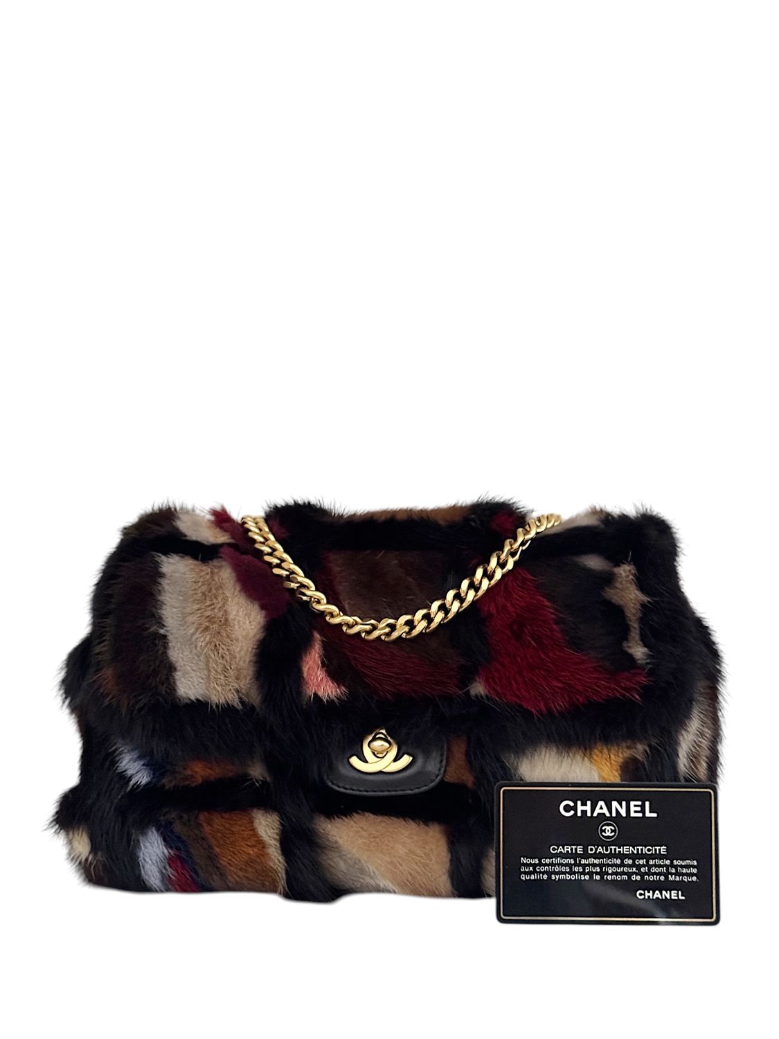 CHANEL PATCHWORK MINK FUR MEDIUM FLAP SHOULDER BAG