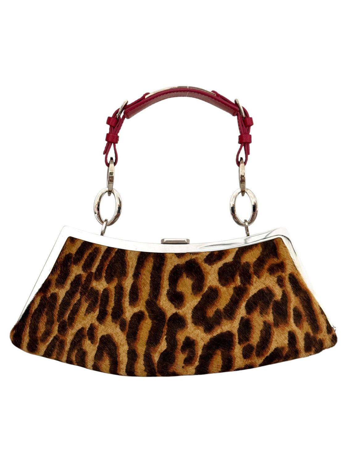 CHRISTIAN DIOR ARCHIVAL LEOPARD PONY HAIR FRAMED MINI BAG