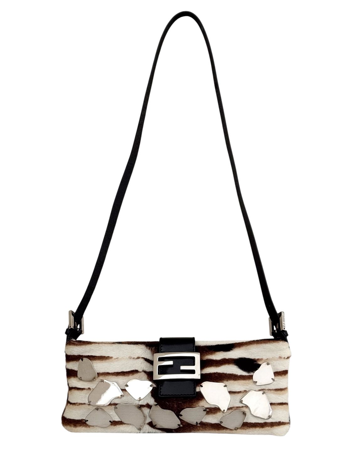FENDI ARCHIVAL PONY HAIR AND MIRROR BAGUETTE BAG